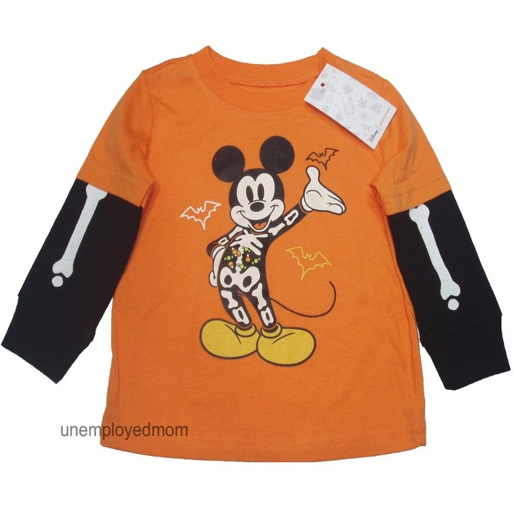 Boys Halloween Tee Mickey Mouse Skeleton Bat Top T Shirt Kids Baby Little